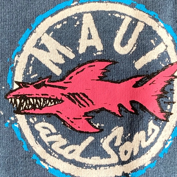 MAUI & SONS Medium M Med MD Shark Logo Mens T-shirt Tee Shirt Blue - Picture 5 of 9
